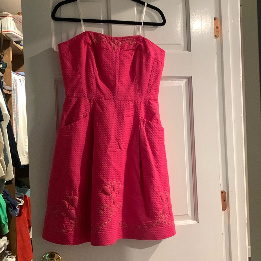 EUC hot pink and gold Lilly Pulitzer dress